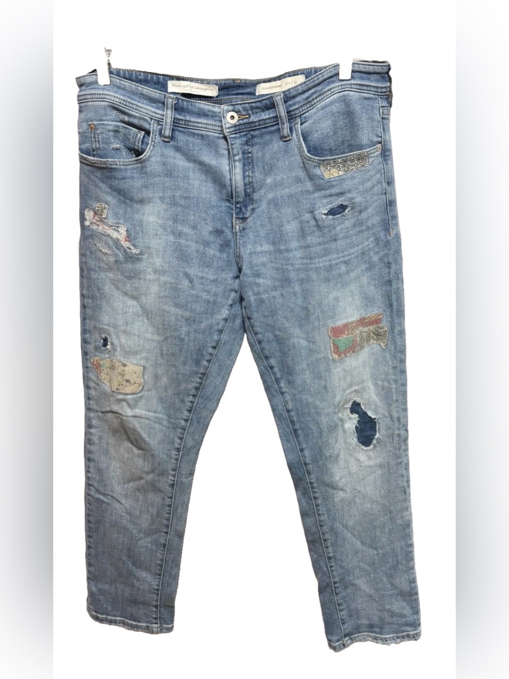 Anthropologie Pilcro Boyfriend Jeans with Patchwork and Distressing